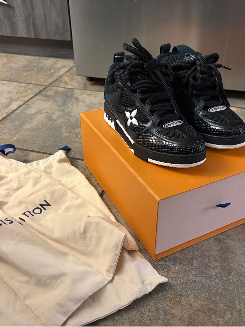 Louis Vuitton  Black and White LV Logo Sneakers